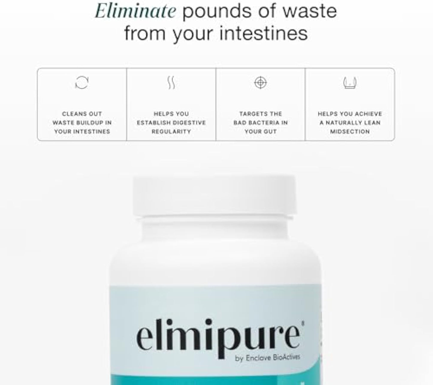 Elimipure Gut Cleanse & Restore Supplement: Natural & Effective Detox Cleanse Capsules | Fortify Your Microbiome | Effortless Morning Stools | Restore Your Gut from The Inside Out