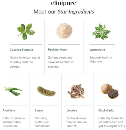Elimipure Gut Cleanse & Restore Supplement: Natural & Effective Detox Cleanse Capsules | Fortify Your Microbiome | Effortless Morning Stools | Restore Your Gut from The Inside Out